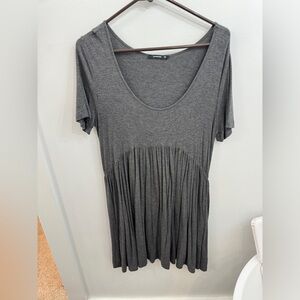 Annabelle Charcoal Gray Pleated Tunic Top